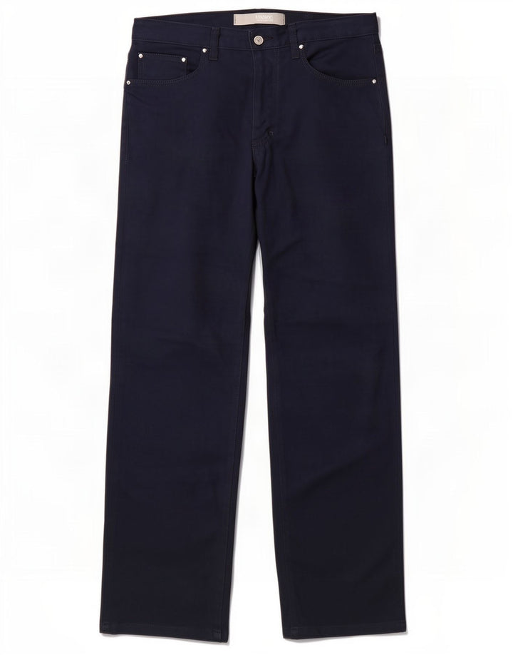 Versace Straight Casual Bukser til mænd W34 L32 Marineblå polyester