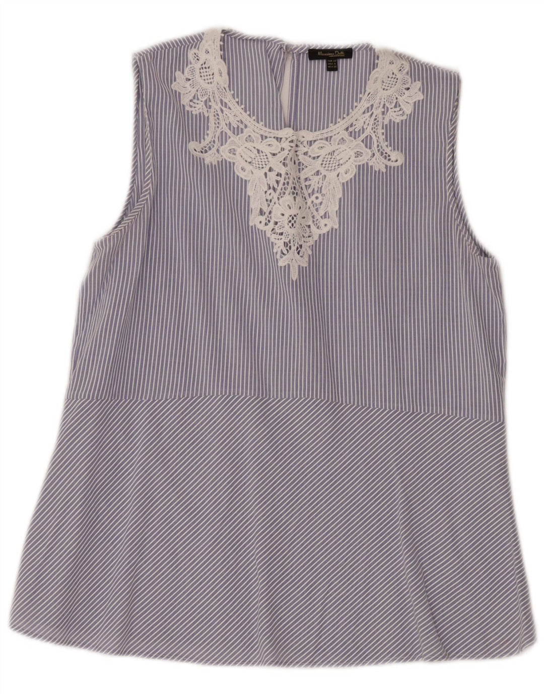 MASSIMO DUTTI Dame ærmeløs bluse Top EU 40 Mellem blå stribet