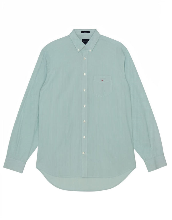 Gant herre Regular Fit skjorte str. 18 2XL Grøn stribet bomuld