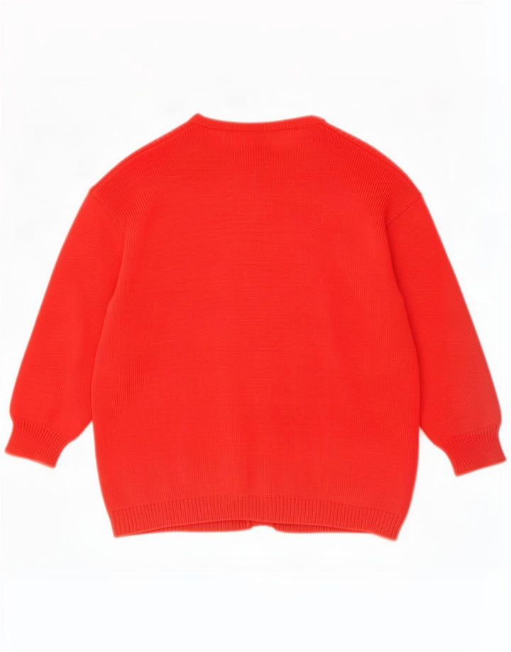 Vintage dame cardigan sweater UK 16 Large Red Argyle/Diamond