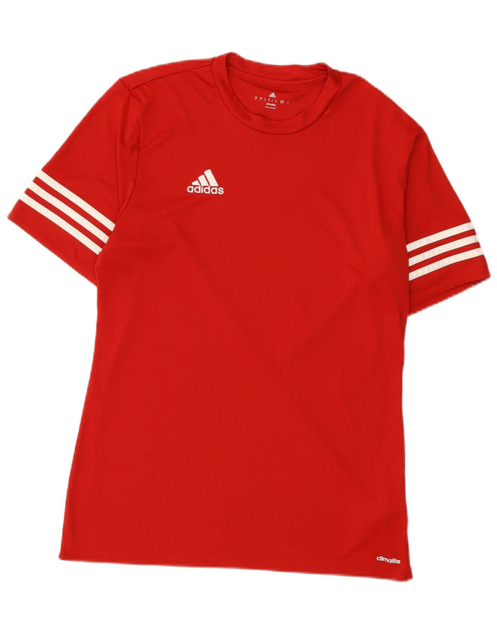 Adidas Herre Climalite T-Shirt Top Medium Rød Polyester