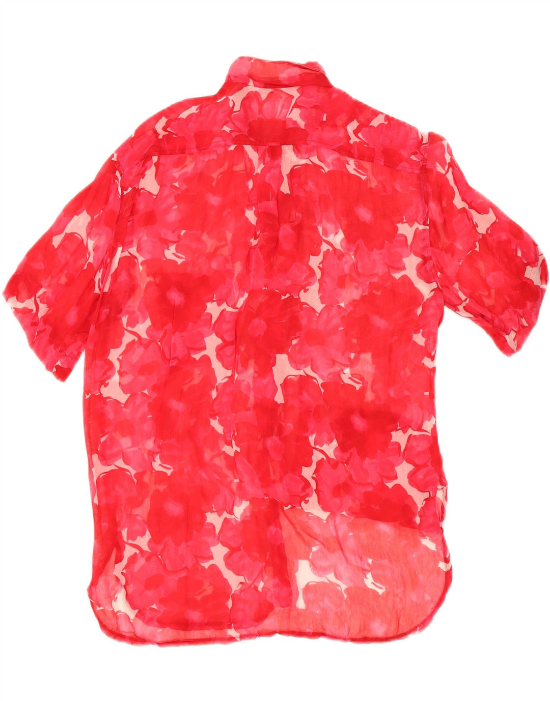 STEFANEL Womens Short Sleeve Shirt UK 14 Medium Red Floral Viscose Vintage Stefanel and Second-Hand Stefanel from Messina Hembry 
