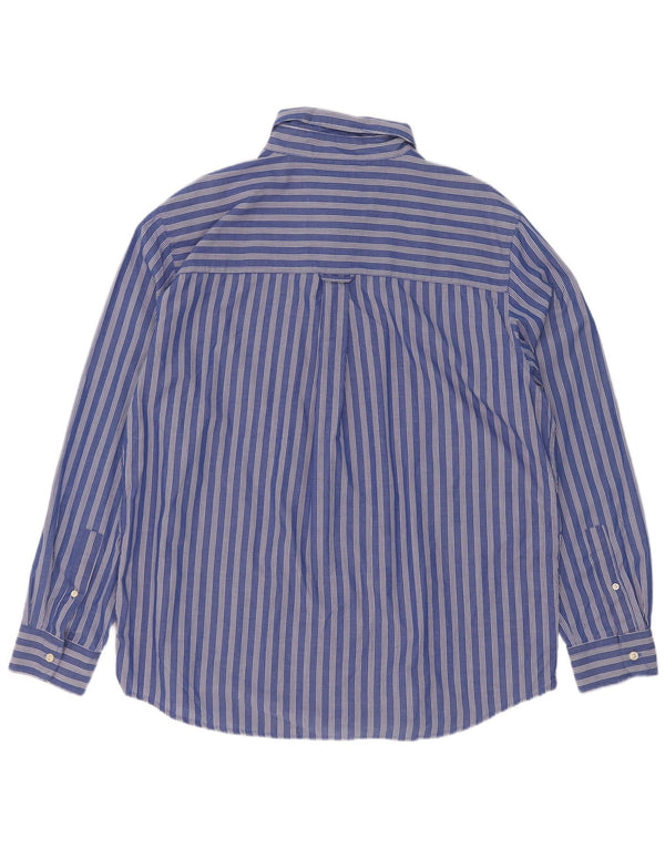 Chaps Mens Shirt Large Blue Striped Cotton