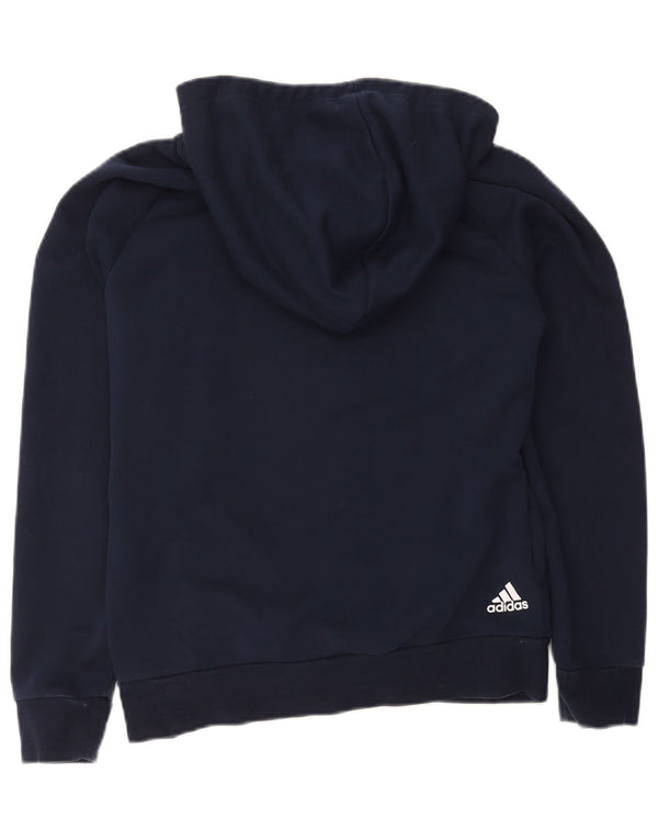Adidas Womens Graphic Hoodie Jumper UK 12/14 Medium Navy Blue Cotton