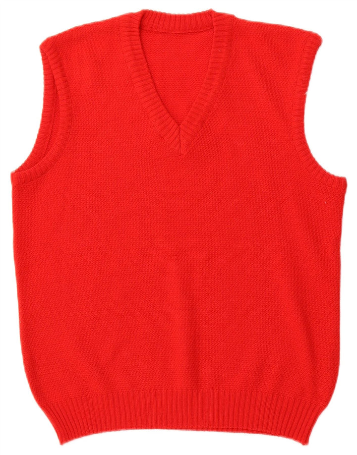 VINTAGE Damevest Tank Top UK 14 Medium Rød Akryl