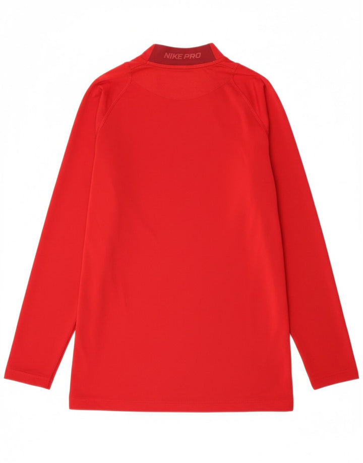 NIKE Womens Dri Fit Top Long Sleeve UK 14 Large Red Polyester
