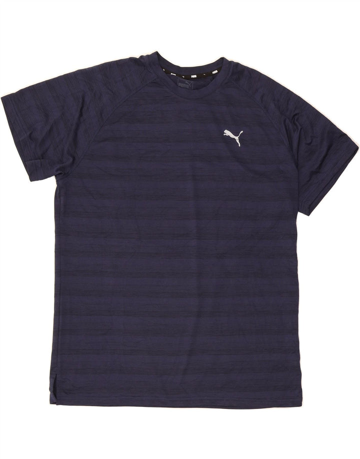 PUMA Mens T-Shirt Top 2XL Navy Blue Striped Vintage Puma and Second-Hand Puma from Messina Hembry 