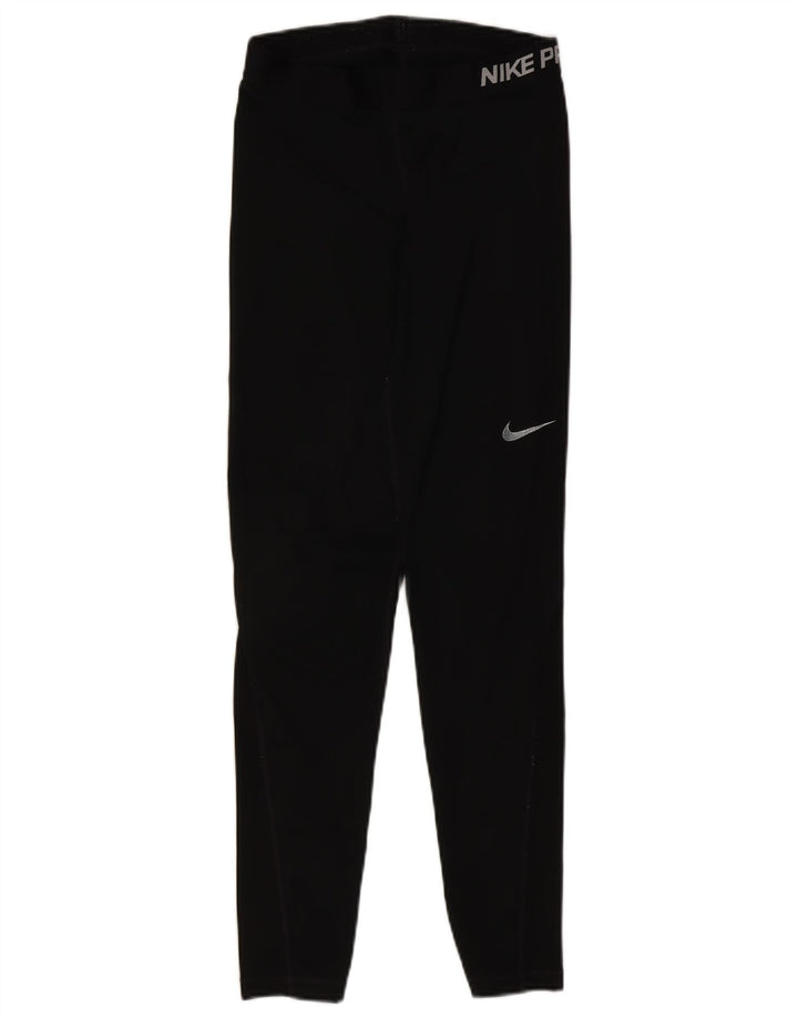 Nike Dame Dri Fit Grafiske Leggings UK 12 Medium Sort Polyester