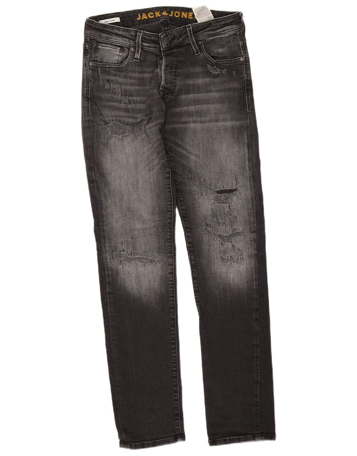 Jack & Jones Herre GLENN Distressed Slim Jeans W30 L32 Grå Bomuld