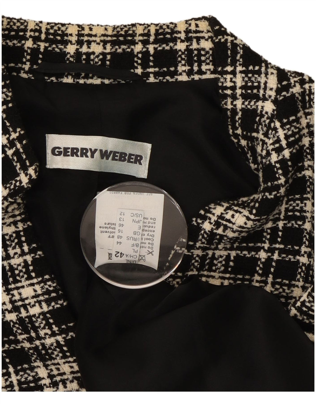 Gerry Weber Dame Blazer Jacket UK 16 Stor sort ternet polyester