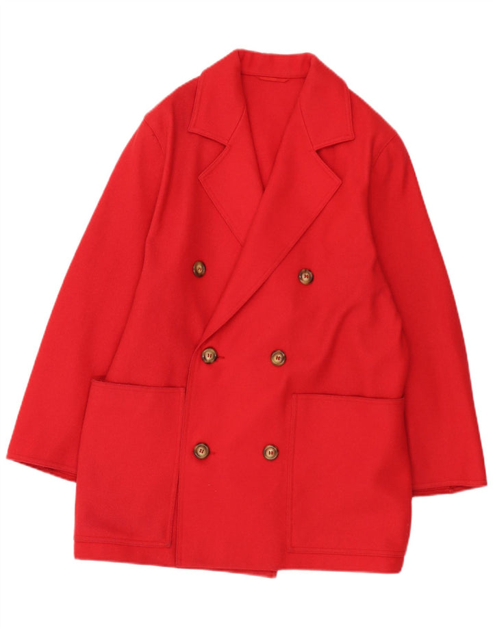 Marella Dame Oversized Dobbeltradet Frakke UK 8 Lille Rød Uld