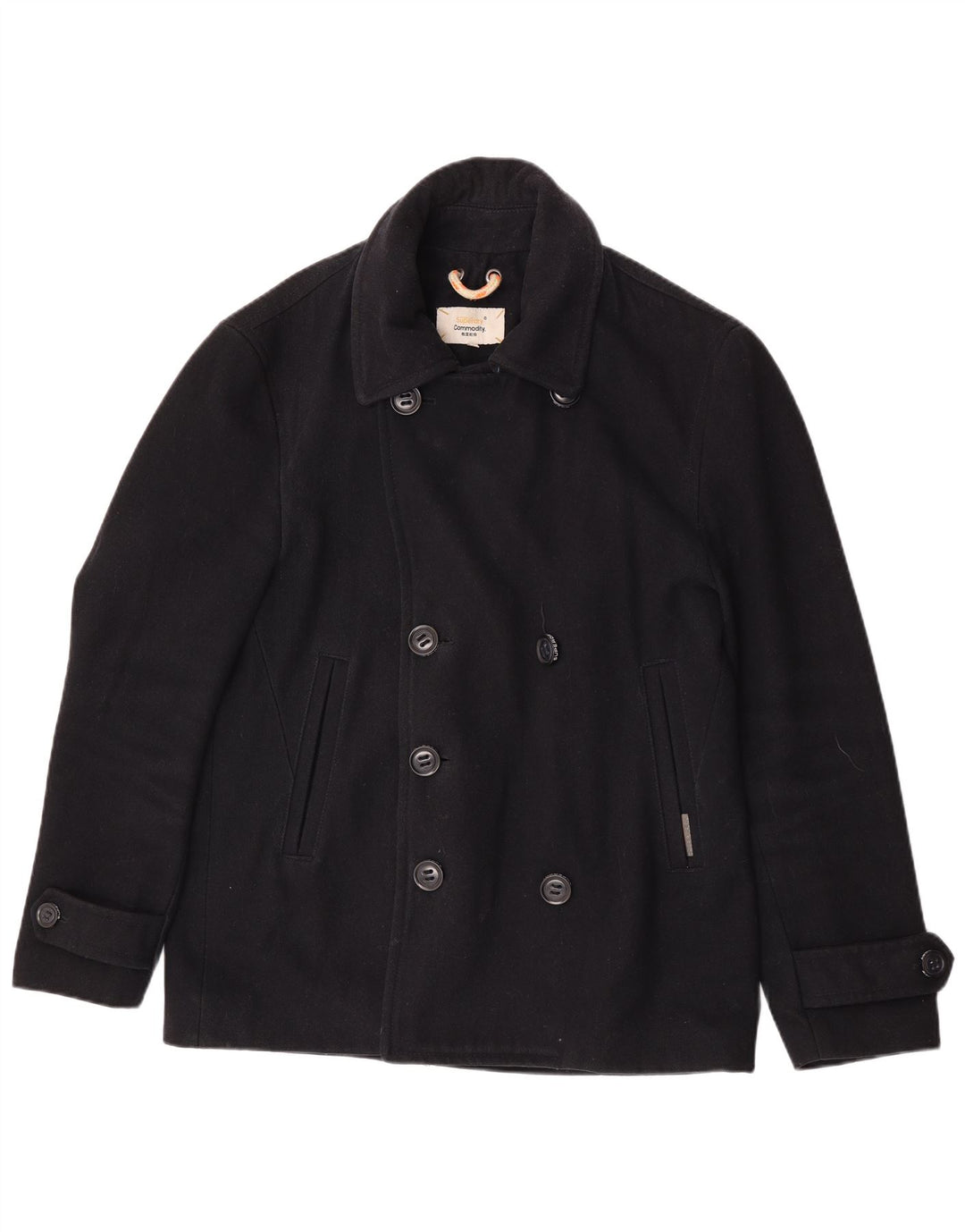 Superdry Womens Commodity Pea Coat UK 20 2XL Marineblå Uld