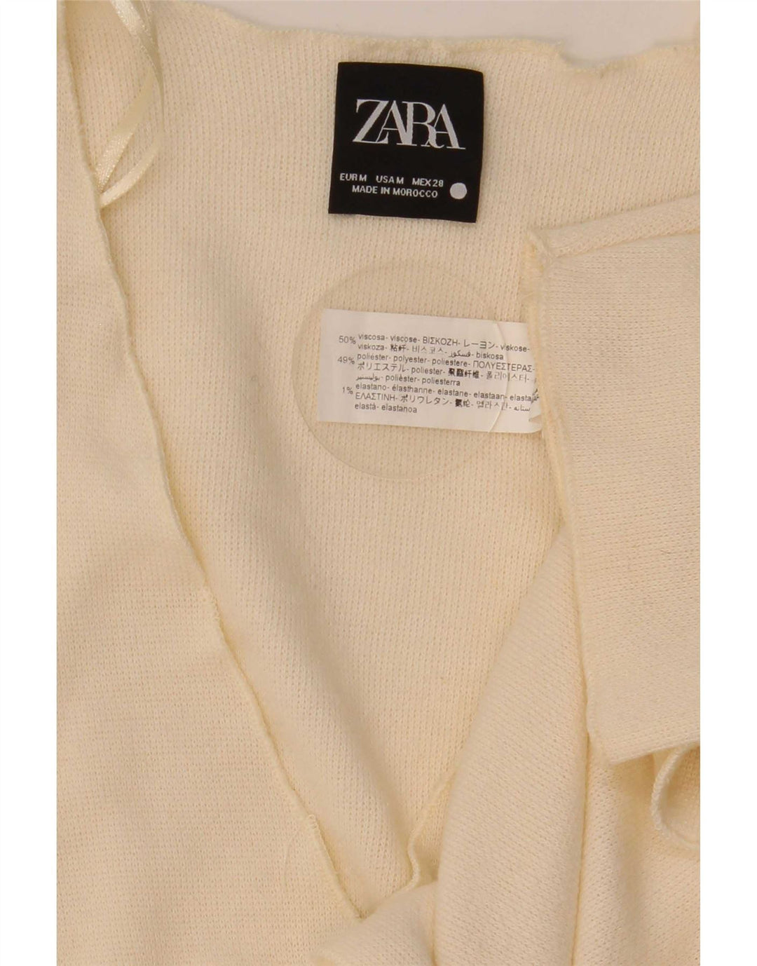 Zara Dame Cardigan Top UK 14 Medium Off White Viscose