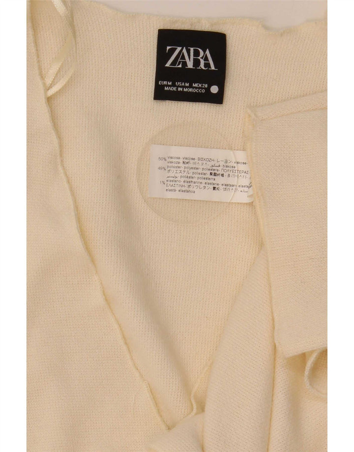 Zara Dame Cardigan Top UK 14 Medium Off White Viscose