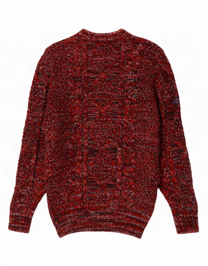 Superdry Herre Boat Neck Jumper Sweater Medium Rød Flecked Acryl