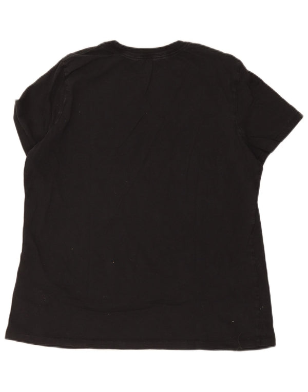Nike Dame Grafisk T-Shirt Top UK 16 Stor Sort Bomuld
