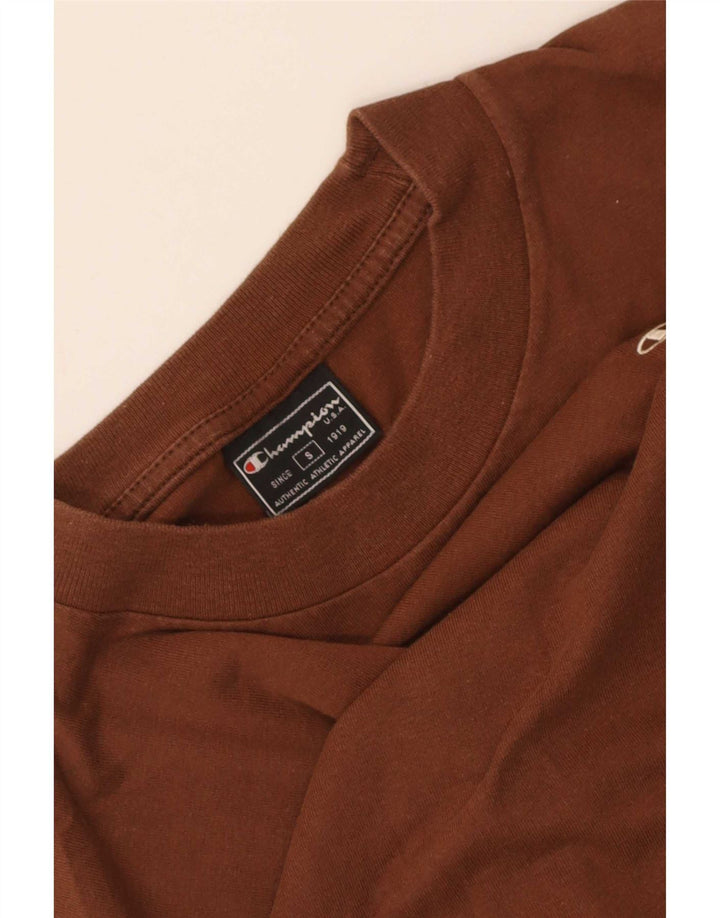 Champion Womens Crop T-Shirt Top UK 10 Small Brown
