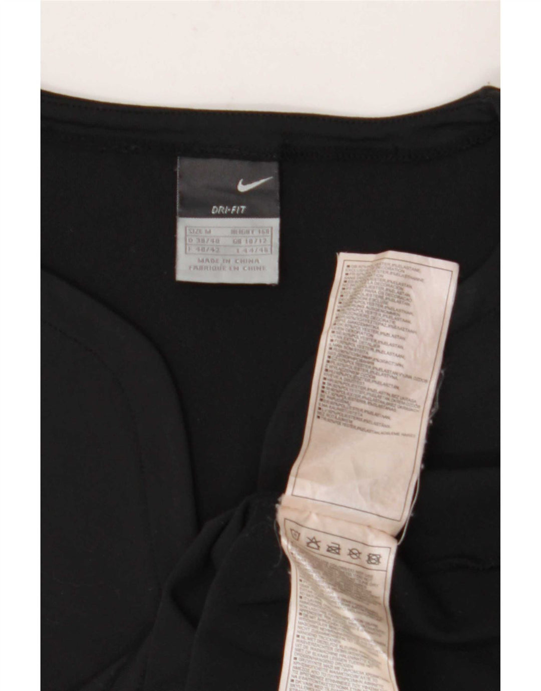 Nike Dame Dri Fit Crop Vest Top UK 10/12 Medium Sort Stribet Polyester
