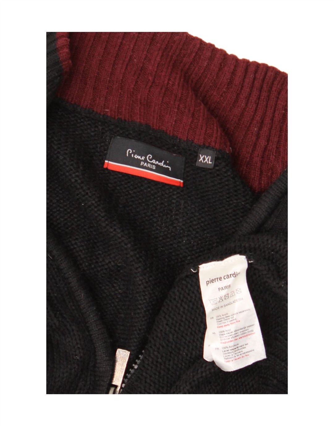 PIERRE CARDIN Dame sweater med lynlås i halsen UK 20 2XL Sort Akryl