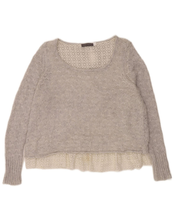 MINT FLØJEL Dame Boat Neck Jumper Sweater UK 16 Stor Grå Akryl