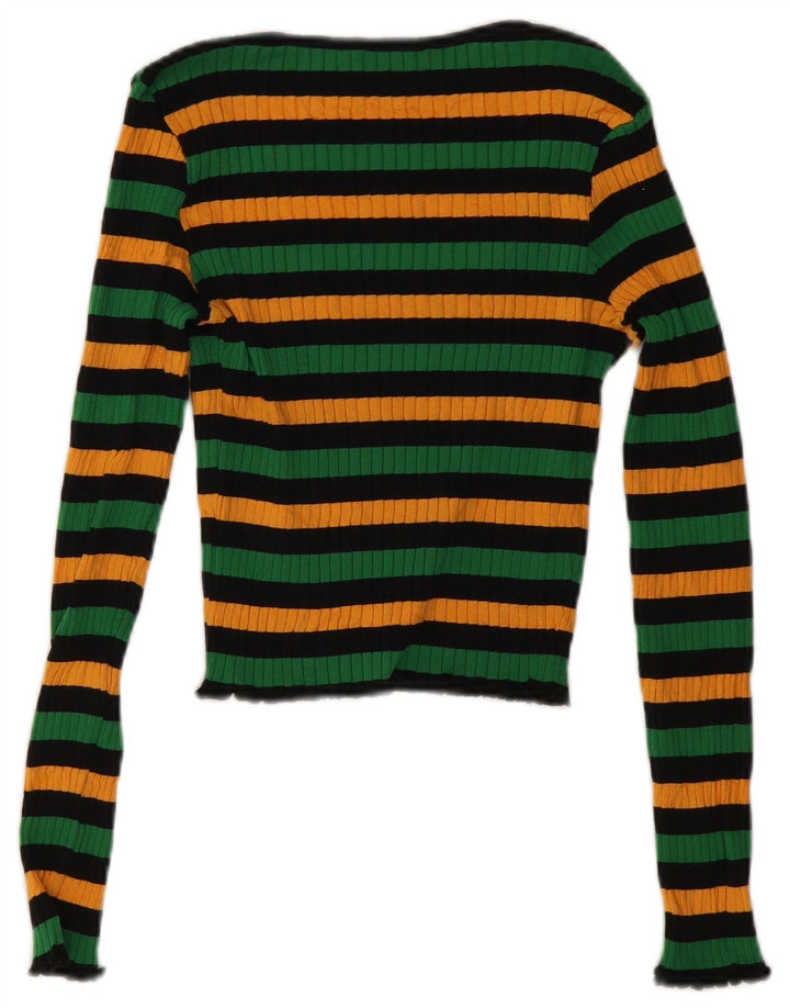 Zara Womens Crop Top UK 12 Medium Flerfarvet Stribet