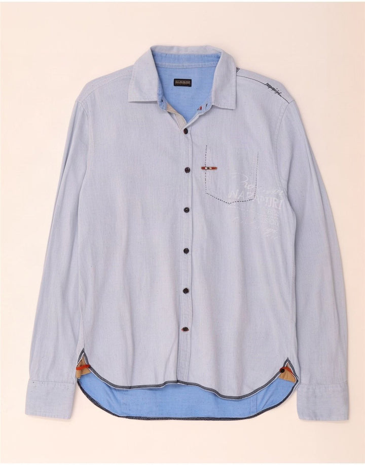 Napapijri Herre Geographic Graphic Shirt Stor blå bomuld