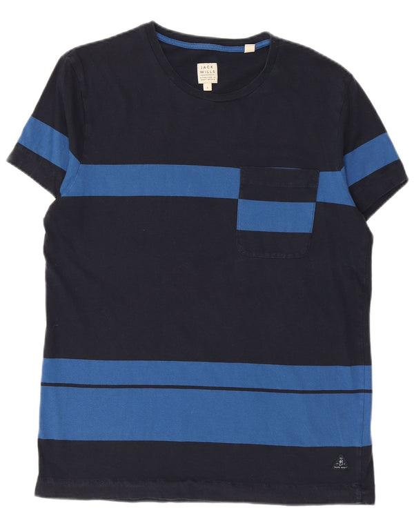 JACK WILLS Herre T-Shirt Top Lille Marineblå Colourblock Bomuld