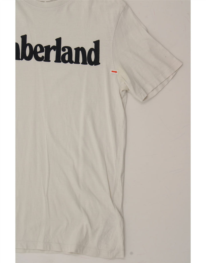 TIMBERLAND Mens Regular Fit Graphic T-Shirt Top Small White Cotton Vintage Timberland and Second-Hand Timberland from Messina Hembry 