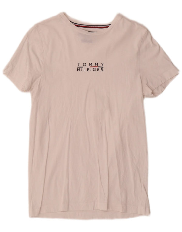 Tommy Hilfiger Dame Grafisk T-Shirt Top UK 6 XS Hvid Bomuld