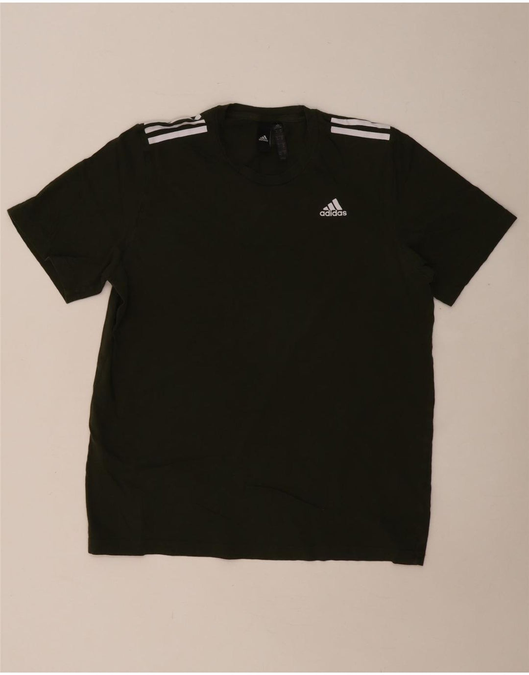 ADIDAS Herre T-Shirt Top Medium Khaki Bomuld