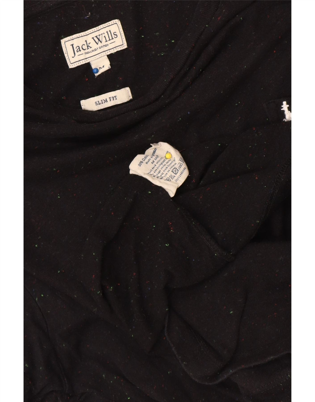 Jack Wills Herre Slim Fit T-shirt Top Medium Sort Flecked Bomuld