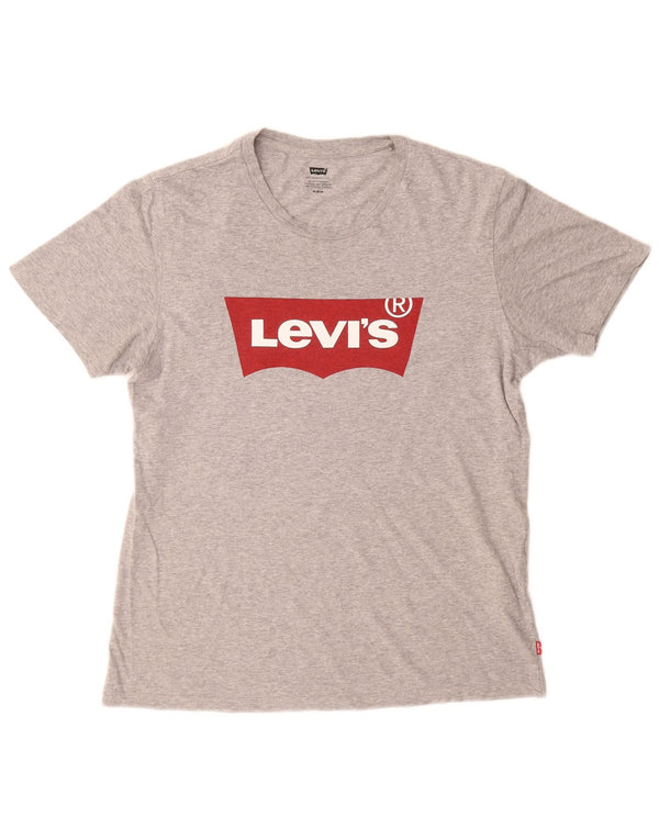 LEVI'S Herre grafisk T-shirt top mellemgrå bomuld
