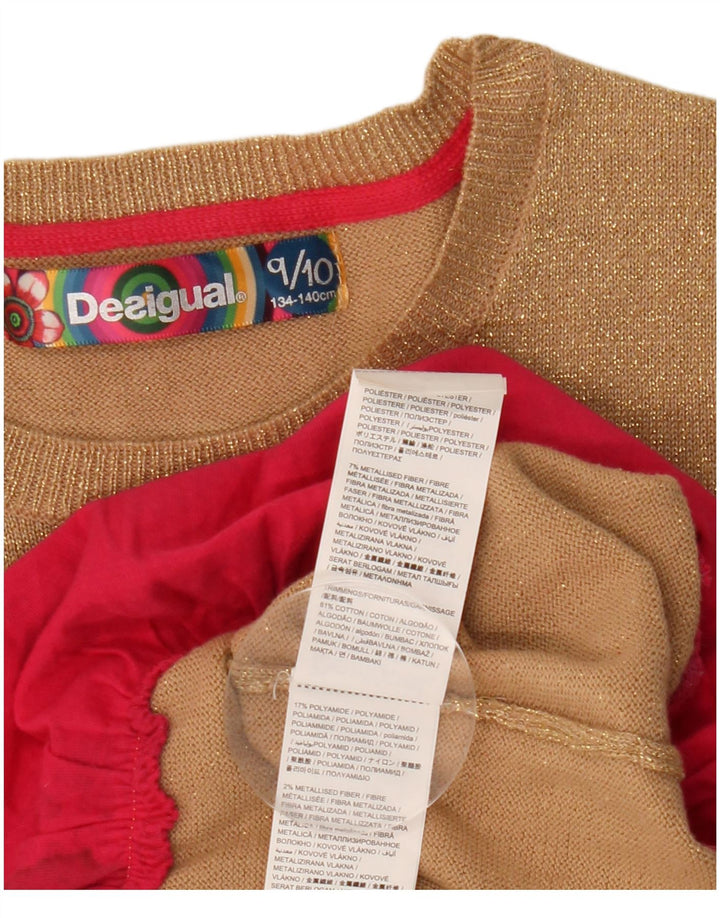 DESIGUAL Piger Grafisk Jumper Kjole 9-10 År Beige Blomster Bomuld