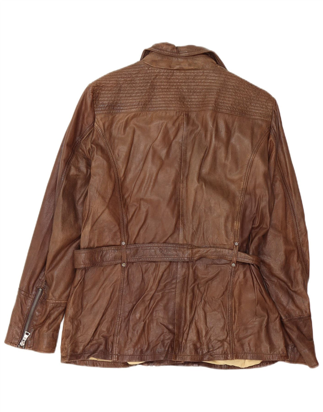 David Moore Læder Biker Jacket UK 16 Stor Brun