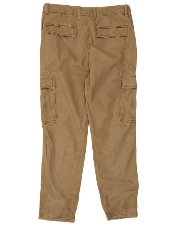 Marks & Spencer Herre Straight Cargo Bukser W32 L29 Beige Bomuld