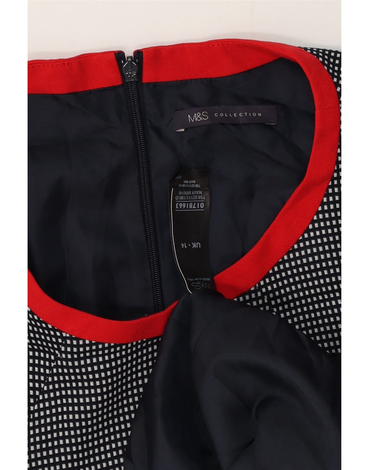 Marks & Spencer Womens Sheath Dress UK 14 Medium Navy Blue Ternet polyester