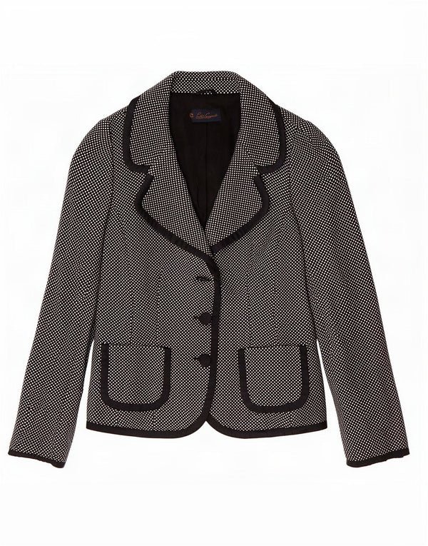 Luisa Spagnoli Dame 3-knaps blazerjakke UK 10 Small Black Flecked Wool