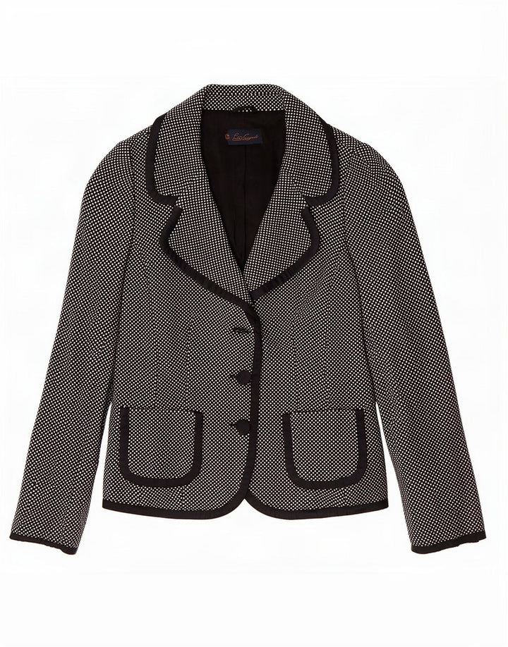 Luisa Spagnoli Dame 3-knaps blazerjakke UK 10 Small Black Flecked Wool