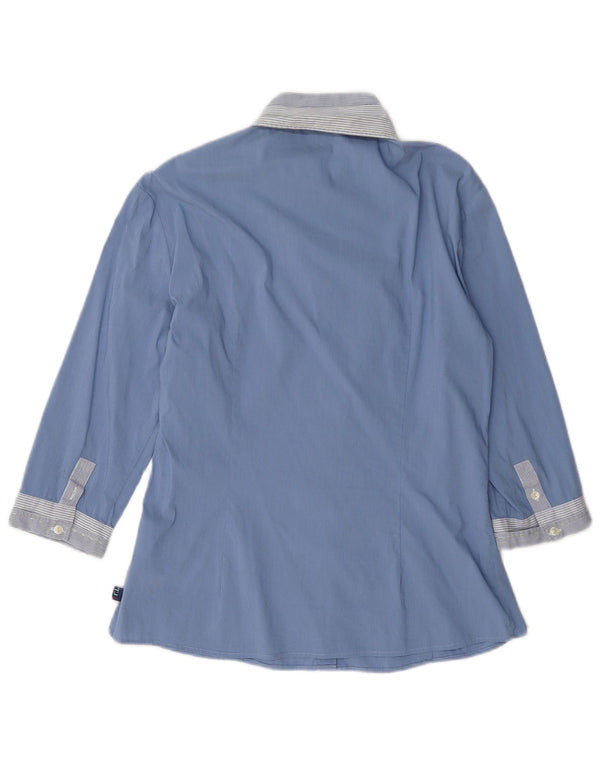 Trussardi Jeans Dame 3/4-ærmet skjorte UK 12 Medium Blue Nålestribe