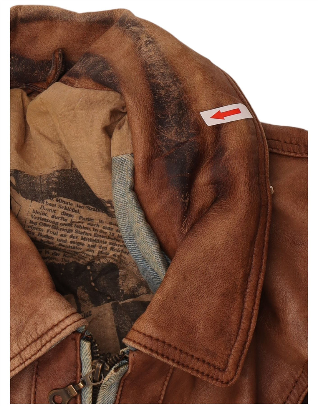 Vintage Herre Bomber Læderjakke UK 42 XL Brun Patchwork Læder