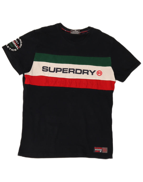 Superdry Grafisk T-shirt top til mænd Stor sort Colourblock Bomuld
