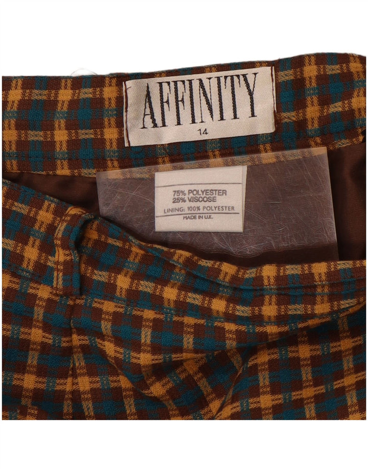 AFFINITY Womens High Waist Pencil Skirt UK 14 Medium W30 Brown Plaid