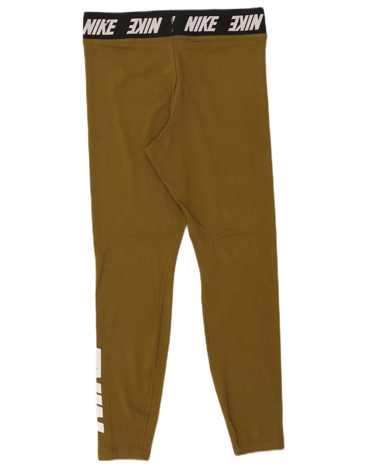 Nike Dame Grafiske Leggings UK 14 Stor Khaki Bomuld