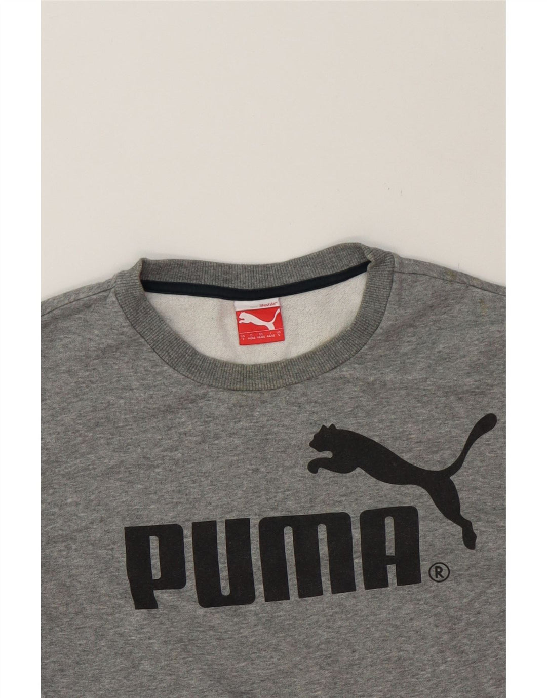 PUMA Mens Graphic Sweatshirt Jumper Small Grey Cotton Vintage Puma and Second-Hand Puma from Messina Hembry 