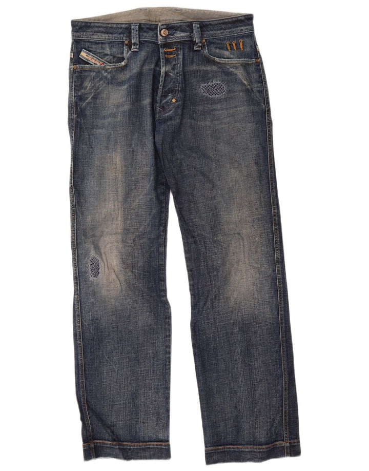 Diesel Herre Distressed Straight Jeans W31 L32 Blå Bomuld