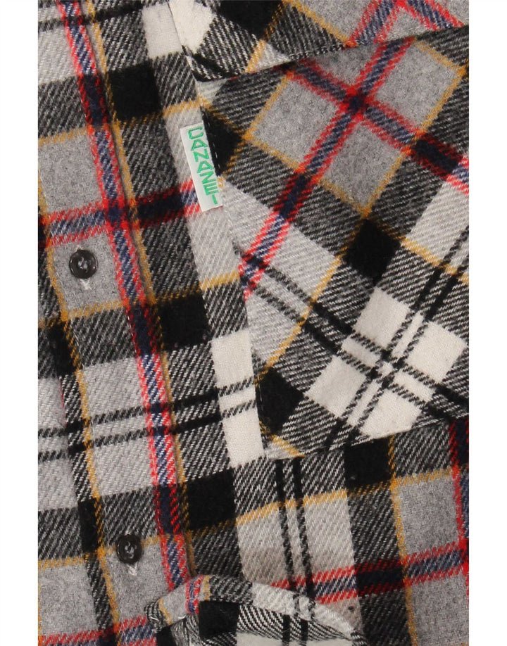 Vintage Mens Flannel Shirt Large Grey Check