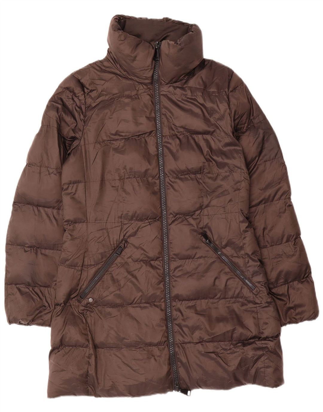 Massimo Dutti Dame Polstret Frakke UK 14 Medium Brun Polyamid