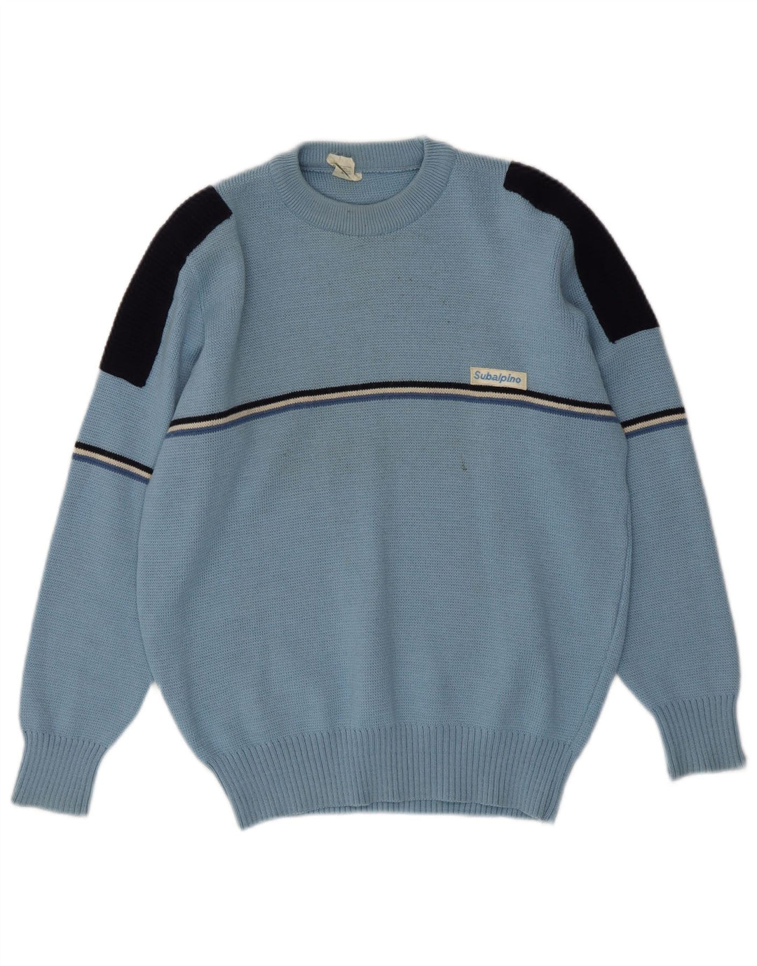 Vintage Herre Crew Neck Jumper Sweater IT 48 Small Blue Colourblock