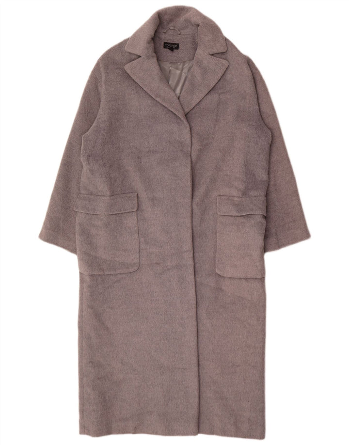 Topshop Dame Oversized Overfrakke UK 12 Medium Grå Polyester