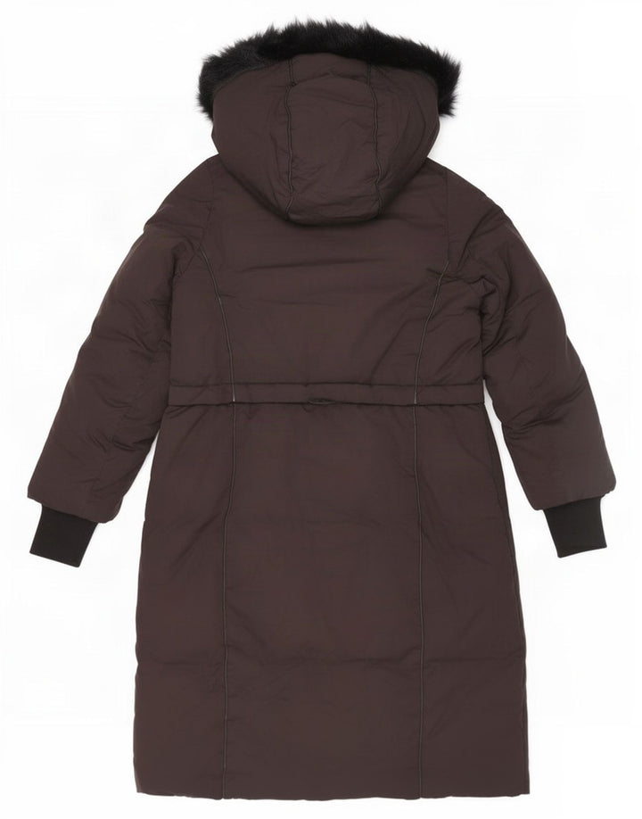 Zara Dame Hætte Polstret Frakke UK 14 Medium Sort Polyester